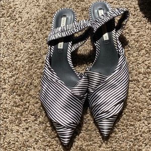 Black and white kitten heel
